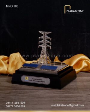 MNO103 Souvenir Miniatur Tower dan Panel Surya PLTS Pusat Manajemen Proyek PT PLN Semarang